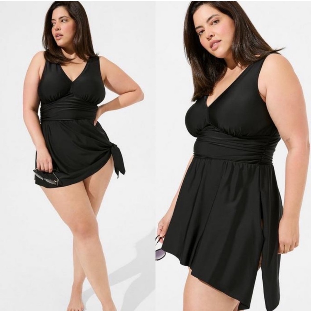 Torrid Wireless Short Asymmetrical Swim Dress With Brief